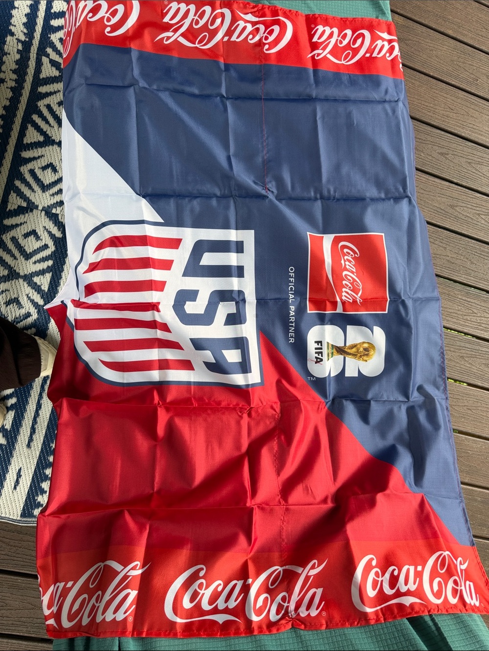 FIFA Coca Cola Red & Navy USA Soccer Fan Flag